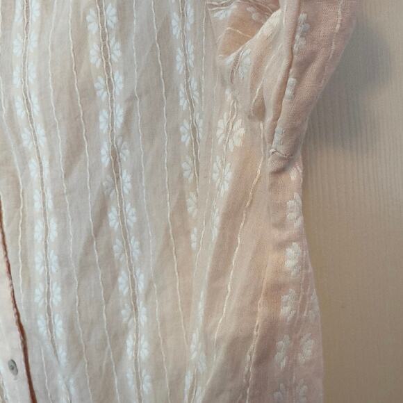 Lauren Conrad Button Front Puff Sleeve Top Size S Angel Peach Bohemian Casual - Picture 7 of 9
